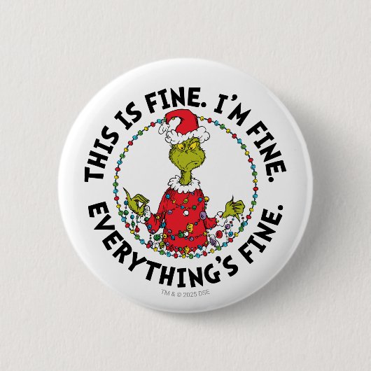 Grinch | Everything's Fine Ronde Button 5,7 Cm (Voorkant)