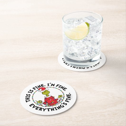 Grinch | Everything's Fine Ronde Kartonnen Onderzetter (Insitu)