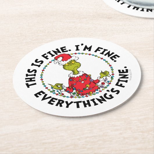 Grinch | Everything's Fine Ronde Kartonnen Onderzetter (Gebogen)