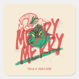 Grinch Feestelijke Grunge Grafiek Vierkante Sticker