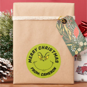 Grinch Gezicht Prettig Kerstfeest Ronde Sticker