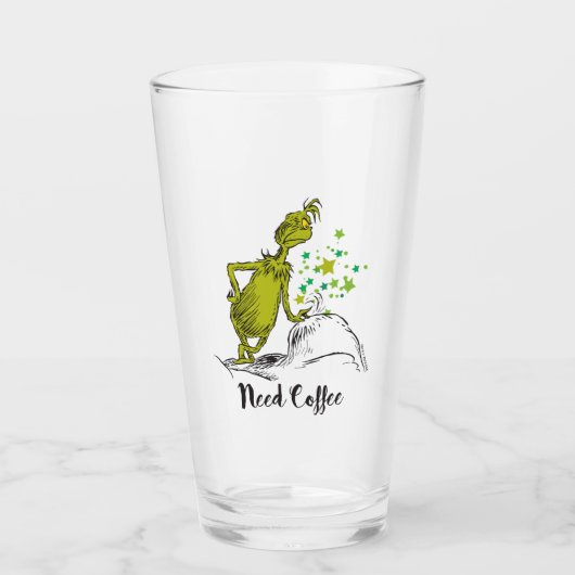 Grinch | Grappig heb koffie nodig Glas (Voorkant)