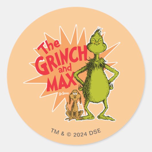 Grinch | Grinch & Max Starburst Ronde Sticker (Voorkant)