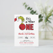 Grinch Hij is een gemeen iemand 1e Verjaardag Briefkaart (Staand voorkant)