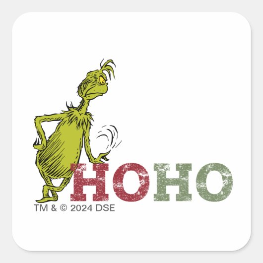 Grinch | Ho Ho Ho Vierkante Sticker (Voorkant)