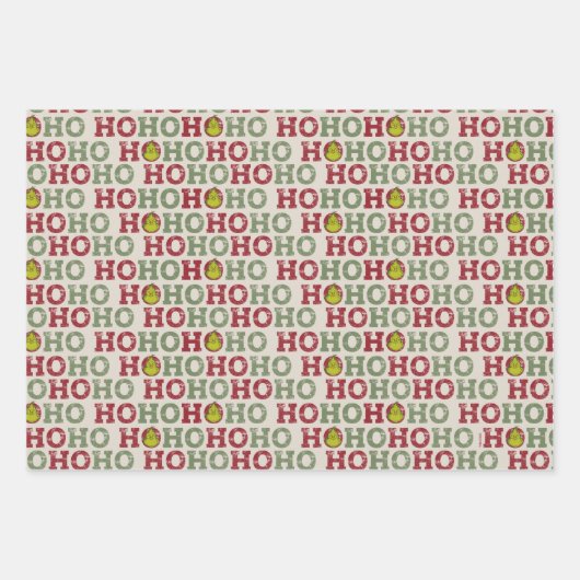 Grinch Ho Ho Pattern Inpakpapier Vel (Voorkant 2)