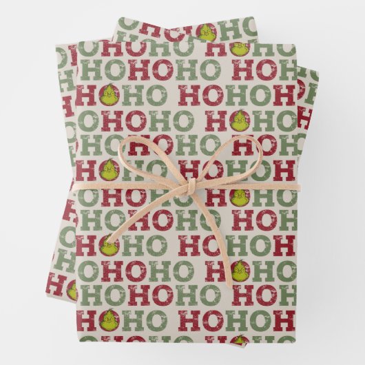 Grinch Ho Ho Pattern Inpakpapier Vel (In situ)