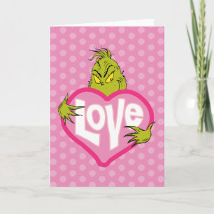 Grinch   Houd van Roze Hart Feestdagen Kaart