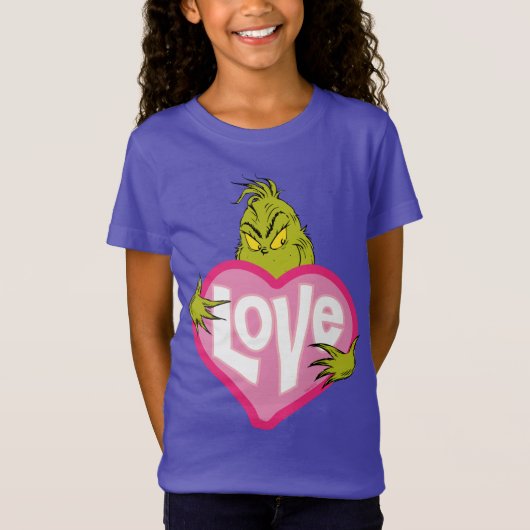 Grinch | Houd van Roze Hart T-shirt (Voorkant)