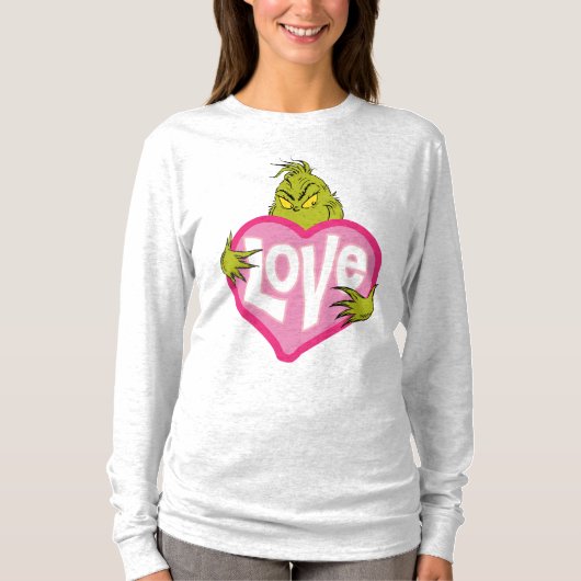Grinch | Houd van Roze Hart T-shirt (Voorkant)