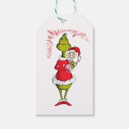 Grinch houdt Cindy Lou Who vast Cadeaulabel (Voorkant)