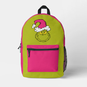 Grinch in roze kerstmuts bedrukte rugzak