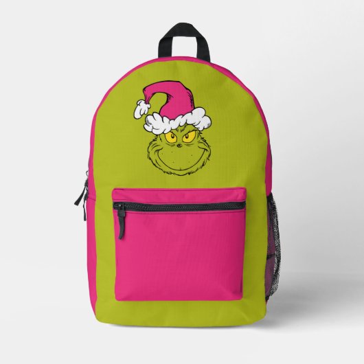Grinch in roze kerstmuts bedrukte rugzak (Voorkant)