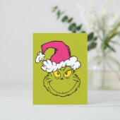 Grinch in roze kerstmuts briefkaart (Staand voorkant)