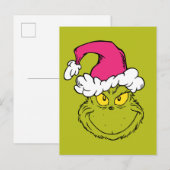 Grinch in roze kerstmuts briefkaart (Voorkant / Achterkant)