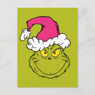 Grinch in roze kerstmuts briefkaart