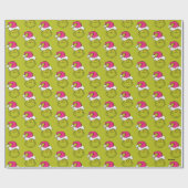 Grinch in roze kerstmuts cadeaupapier (Vlak)