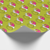 Grinch in roze kerstmuts cadeaupapier (Hoek)