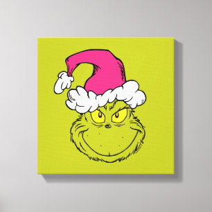Grinch in roze kerstmuts canvas afdruk