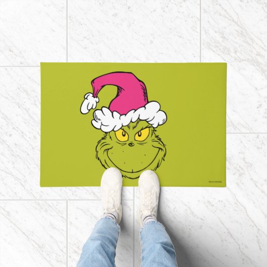 Grinch in roze kerstmuts deurmat (Binnen)