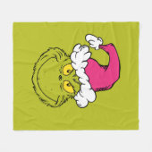 Grinch in roze kerstmuts fleece deken (Voorkant (Horizontaal))