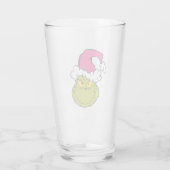 Grinch in roze kerstmuts glas (Achterkant)