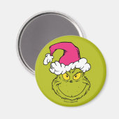 Grinch in roze kerstmuts magneet (Voorkant / Achterkant)