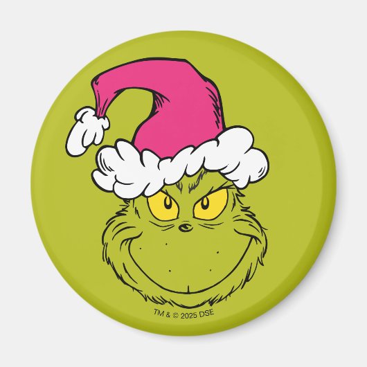 Grinch in roze kerstmuts magneet (Voorkant)
