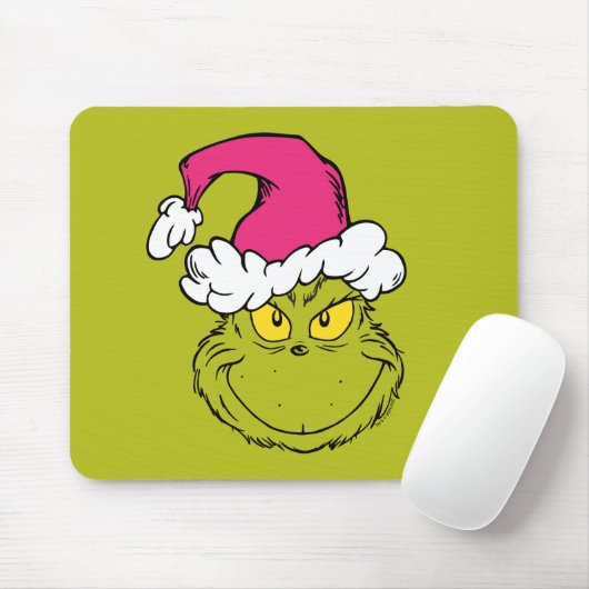 Grinch in roze kerstmuts muismat (Met muis)