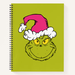 Grinch in roze kerstmuts notitieboek