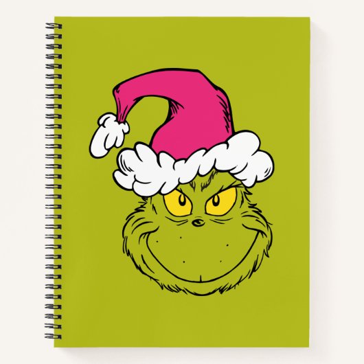 Grinch in roze kerstmuts notitieboek (Voorkant)