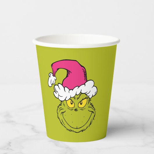 Grinch in roze kerstmuts papieren bekers (Voorkant)