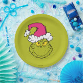 Grinch in roze kerstmuts papieren bordje (Feest)