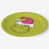 Grinch in roze kerstmuts papieren bordje (Gekanteld)