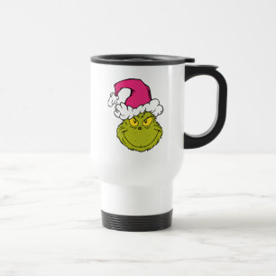 Grinch in roze kerstmuts reisbeker