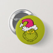 Grinch in roze kerstmuts ronde button 5,7 cm (Voorkant /achterkant)