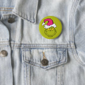 Grinch in roze kerstmuts ronde button 5,7 cm (In situ)