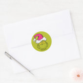 Grinch in roze kerstmuts ronde sticker (Envelop)