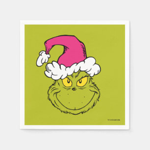 Grinch in roze kerstmuts servet