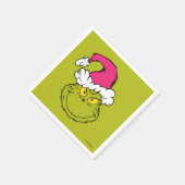 Grinch in roze kerstmuts servet (Hoek)