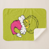 Grinch in roze kerstmuts sherpa deken (Voorkant (horizontaal))