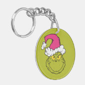 Grinch in roze kerstmuts sleutelhanger (Voorkant Links)