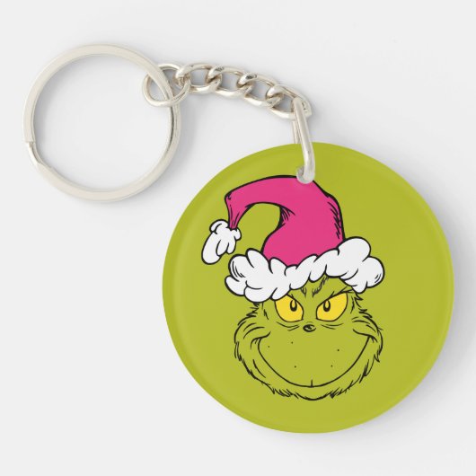 Grinch in roze kerstmuts sleutelhanger (Voorkant)