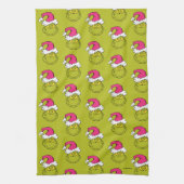 Grinch in roze kerstmuts theedoek (Verticaal)
