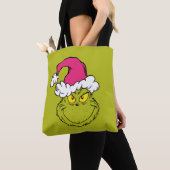Grinch in roze kerstmuts tote bag (Dichtbij)