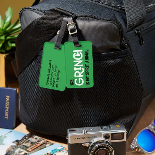 Grinch is mijn Spirit Animal Quote Bagagelabel (Voorkant /achterkant)