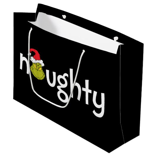 Grinch is Naughty Groot Cadeauzakje (Voorkant Gekanteld)