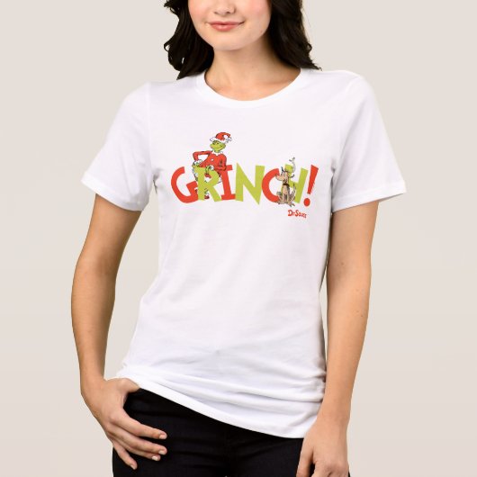 Grinch! Karakter Logo Grafisch Tri-Blend Shirt (Voorkant)