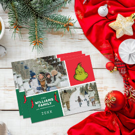 Grinch Kerst Familie Fotocollage Feestdagenkaart