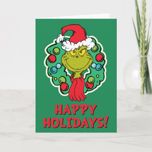Grinch | Kerst Krans Feestdagen Kaart (Voorkant)